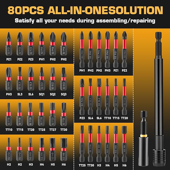 Magnetic Impact Nut Driver Set, Metric & SAE Driver Bit Set with Socket Adapters, Bit Holder, Wing Nut Driver, Universal Sockets, Quick Release Extension, Power Bits