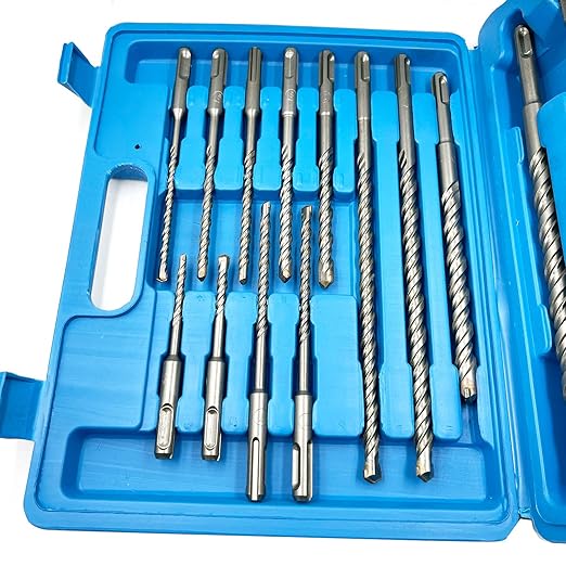 Rotary Hammer Drill Bits Set & Chisels- 17 Pieces SDS Plus Concrete Masonry Hole Tool for Concrete竊똁rick,Block,Stone,Masonry