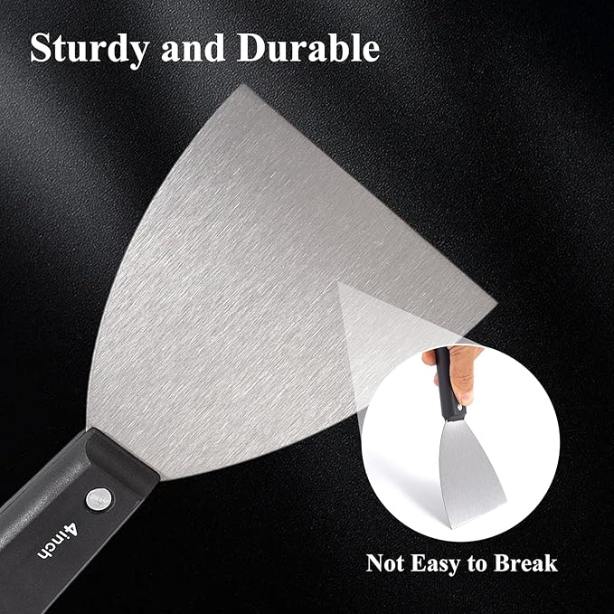 7 PCS Drywall Tools,Putty Knife,Paint Scraper Tool with Storage Bag,Stainless Steel Putty Knife Set,Drywall Scraper Spackle Taping Knife for Spreading Mud, Taping,Repairing wall (2 PCS -4")