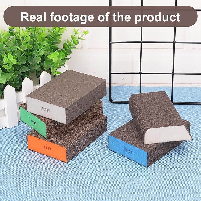 20 Pack Sanding Block Set, Premium Sanding Sponge for Wood Furniture, Metal and Wall Repair, Drywall Sanding Sponge Kit in 60/80/100/120/180/220 Grit Sand Paper Brick