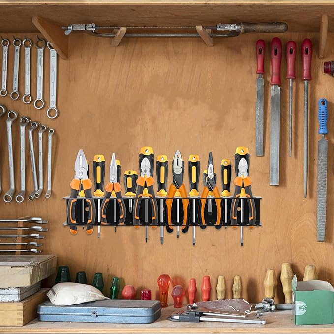 Screwdriver Organizer, Carbon Steel Screwdriver Holder, Garage Tool Organizer Wall Mount for Pliers, Wrenches & Nut Driver, Utility Storage Rack for Workspace, Workshop, Shed (12.6?섃셂/23 Holes)