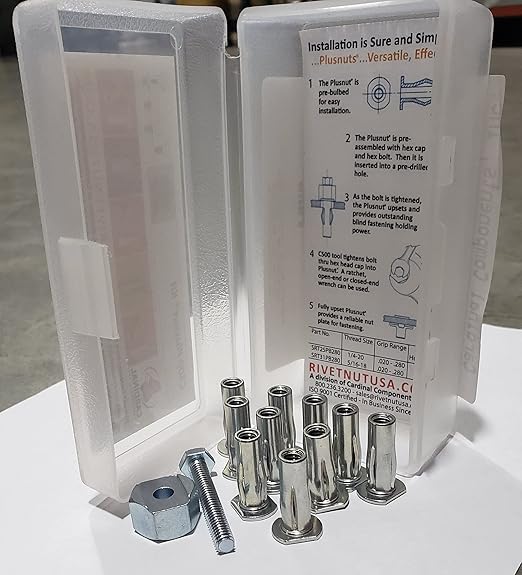 C500-SRT25PB280 PLUSNUT Pre-Bulb Plus Body Installation Kit, 1/4-20 Tool with Qty 10 Steel Plus Body Fasteners, Grip Range .020-.280