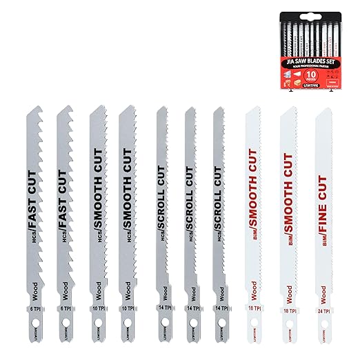 A14AK10 for Ryobi Jig Saw Blades Assortment, T-Shank Metal/Wood Cutting 10 Pcs
