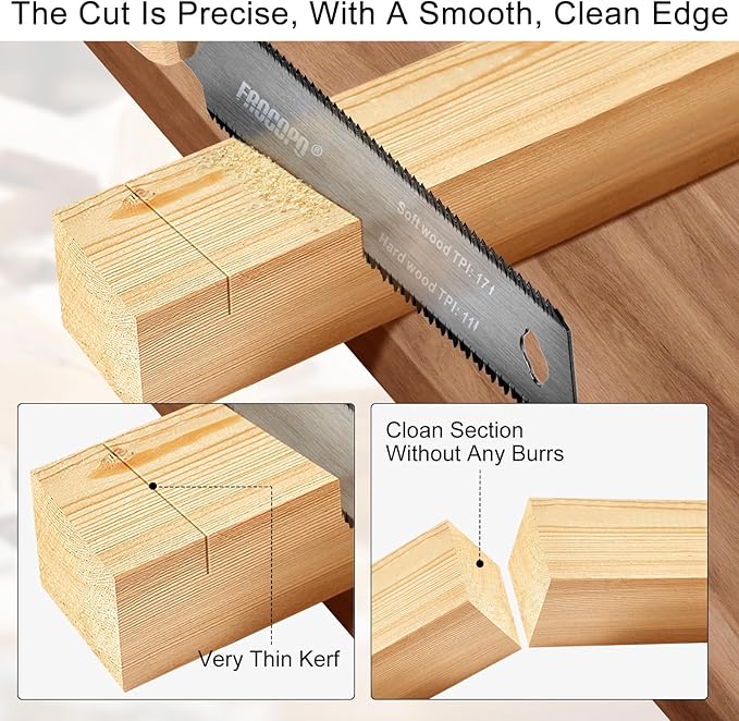 Hand Saw Woodworking Tools, 6-Inch Pull Saw, Flexible Double-Edge Blade 17/11 TPI, Japanese Flush Cut for DIY Craft, Non-Slip Wood Handle, Sharp & Lightweight for Woodworking and Garden Trim