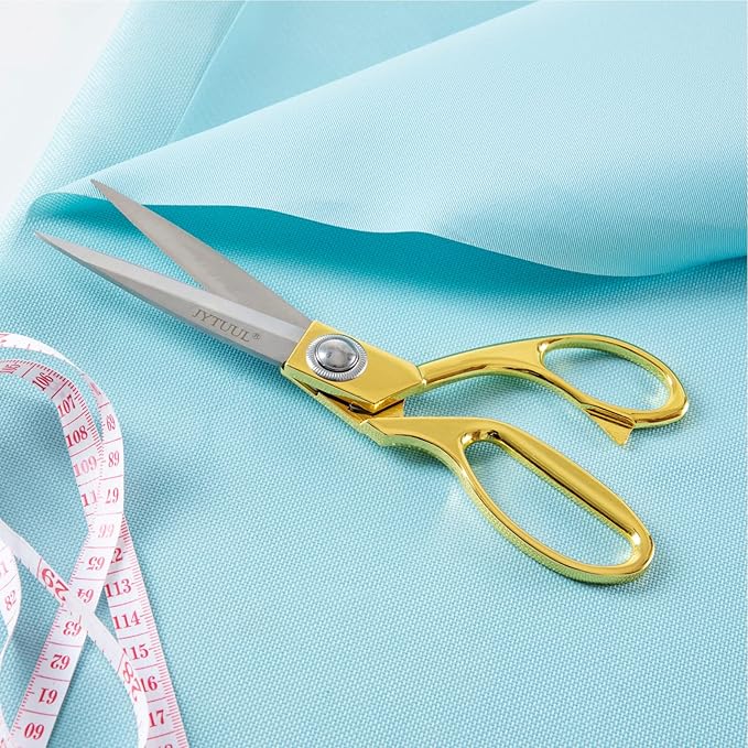 Professional Heavy Duty Tailor Scissors, Sharp Stainless Steel 8" Gold Dressmaker Shears Multipurpose Fabric Scissors Sewing Dressmaking Craft Scissors for Office and Home