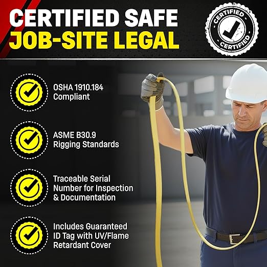 DD Sling 1 Inch x 6 Foot Nylon Lifting Sling – USA Made, 3,200 lb Vertical, 2,600 lb Choker, 6,400 lb Basket – 2-Ply Heavy Duty 900 Webbing, Type 4 Twisted Eye & Eye Rigging Sling, Safety Orange