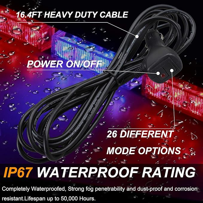 ASPL 36" 32LED Traffic Advisor Light Bar Warning Emergency Strobe Light Bar Directional Flashing Emergency Caution Lighting Led Safety Lights with 16 ft Straight Cord (Red/Blue)