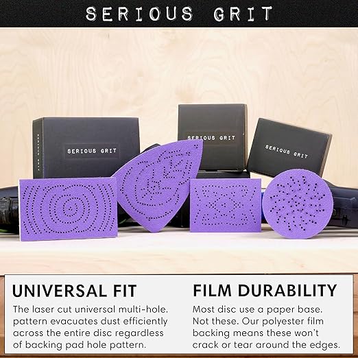 Serious Grit - 3" x 4" 60 Grit Sanding Sheets - Advanced Ceramic Grain - Universal Multi-Hole Design Fits Surfprep, Uneeda, Mirka, 3M, & Any 3x4 Sanders - Heavy-Duty Hook & Loop Film-Backed - 25 Pack