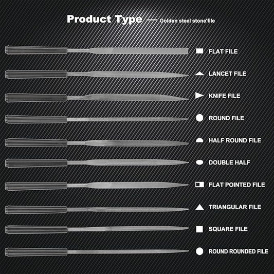10pcs Mini Steel Needle Files,Packed in Synthetic Leather Case,for high Precision Sanding Work on Wood and Plastic Carving