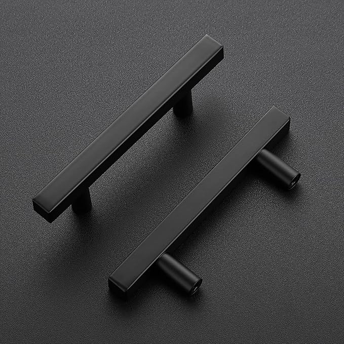 Ravinte 20 Pack Black Cabinet Handles 3 Inch Square Cabinet Pulls Matte Black Square Hardware for Kitchen Cabinets - 5 Inch Total Length