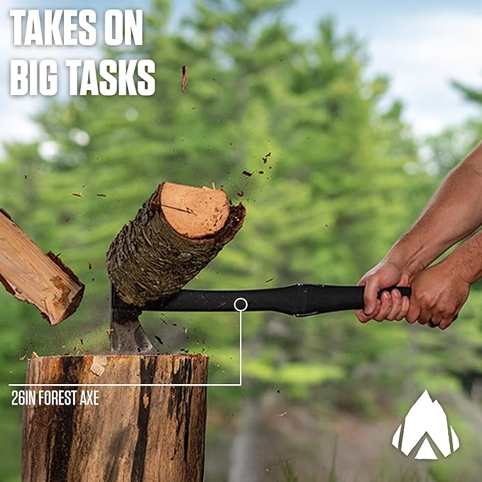 AGAWA ADK26 - Transforming Hatchet & Camping Axe - 2-in-1 Carbon Steel Log Splitter - Camping Gear for Hiking, Fishing, Hunting, Bushcraft, Survival Kit & Bug Out Bag