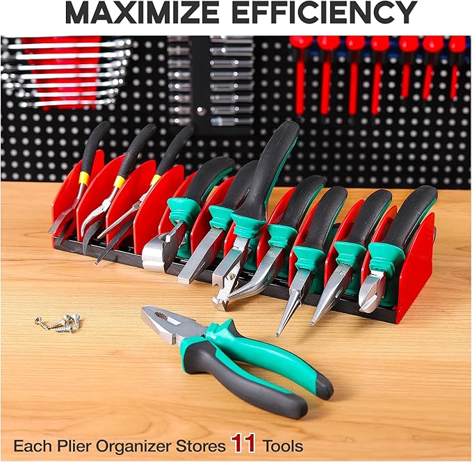 Plier Organizer Rack, Pliers Holder with Non-Slip Rubber Base and Adjustable Dividers, 11-Slot Tool Box Organizer, Cutter Organizers, Tool Drawer Organizer(Pliers Not Included)