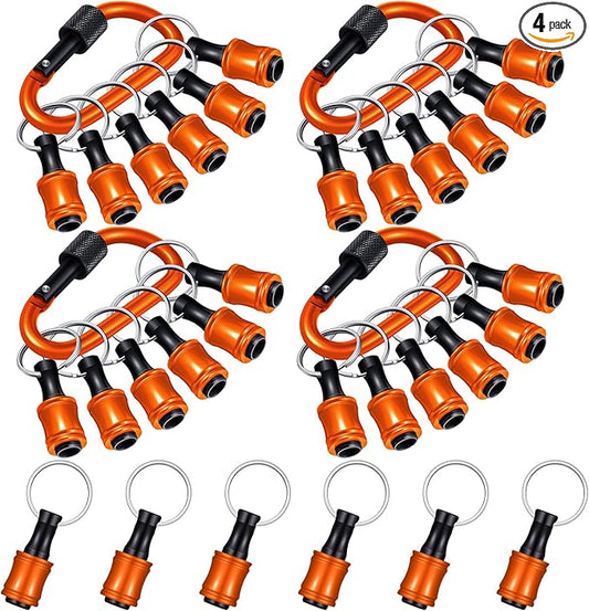 Gisafai 24 Pcs 1/4 Inch Bit Holder Keychain Hex Shank Aluminum Alloy Screwdriver Bits Holder Extension Bar Keychain Screw Adapter Drill Change Handheld Portable(Yellow)