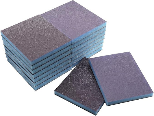 16Pcs Sanding Sponge, Jamiikury 120 Grit & 220 Grit Sanding Blocks Washable and Reusable, Wet Dry Sandpaper Sponge for Wood Metal FurniturePaint and Drywall