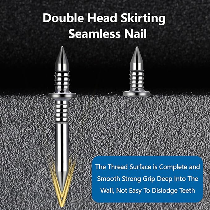 400 Pcs Double Headed Nails and Invisible Screws | Double-Head Skirting Thread Seamless Nail for Baseboard, Trim & Solid Wood