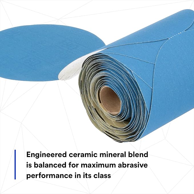 3M Stikit Blue Abrasive Disc Roll, 36206, No Hole, 6 in, 180+ Grade, Pack of 100, Automotive Sanding Discs for Coating Removal, Body Repair, Auto Sanding, Primer Sanding