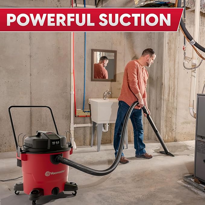 Vacmaster 16-Gallon 6.5 Peak HP??Wet/Dry Vacuum ??VJH1612PF 1101, Red