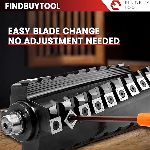 FINDBUYTOOL Helical Cutterhead for Delta DJ-20 8" Jointer - Carbide Insert Cutterhead Replacement for Models 37-350, 37-365X, 37-680, 37-680X - Includes 40 Knives, Screws, Tools & Bearings