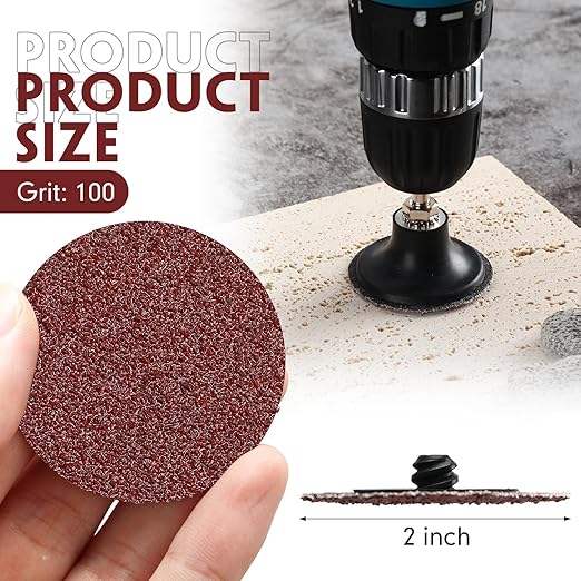 Newwiee 150 Pieces 2 Inch Sanding Discs 100 Grit Roll Lock Die Grinder Sanding Disc for Surface Prep Strip Grind Polish Finish Burr Rust Paint Removal Red
