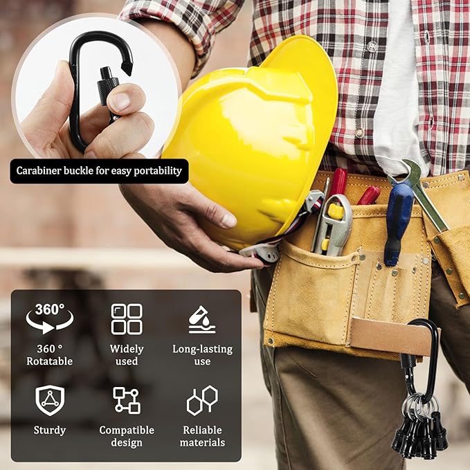 12Pcs Keychain Bit Holder 1/4inch Hex Shaft Screwdriver Bit Holder Portable Extension Bar Keychain Screw Adapter Aluminum Alloy Drill Extension Bit Holder with 2 Carabiner for Screw Driver