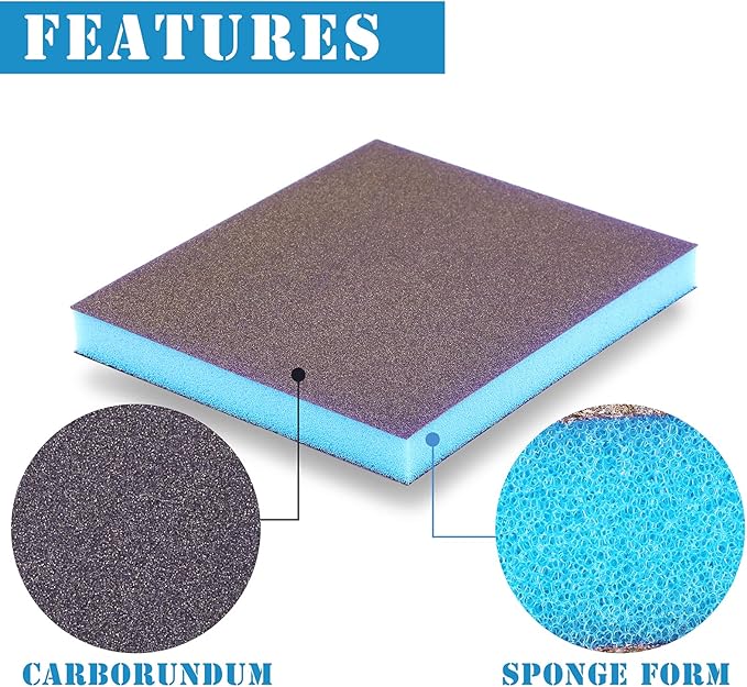 8Pcs 180 Grit Sanding Sponge, Jamiikury Fine Sanding Blocks Washable and Reusable, Wet Dry Sandpaper Sponge for Wood Metal FurniturePaint and Drywall