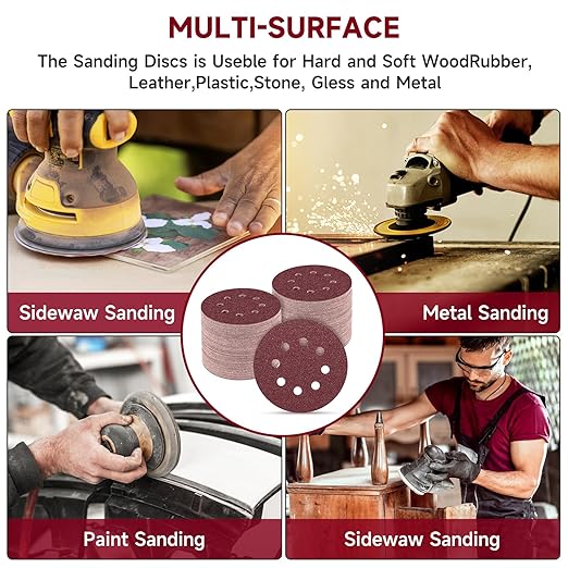 100 PCS 5 Inch Sanding Discs 320 Grit, Round Hook and Loop Sandpaper for Random Orbital Sander