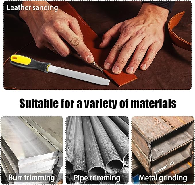 Zhehao 2 Pieces Flat File Metal Axe Sharpener File Steel Rectangular 6 Inch Mill Hand Single Cut Hardened with Handle for Metal Axe Sharpening Extended Use