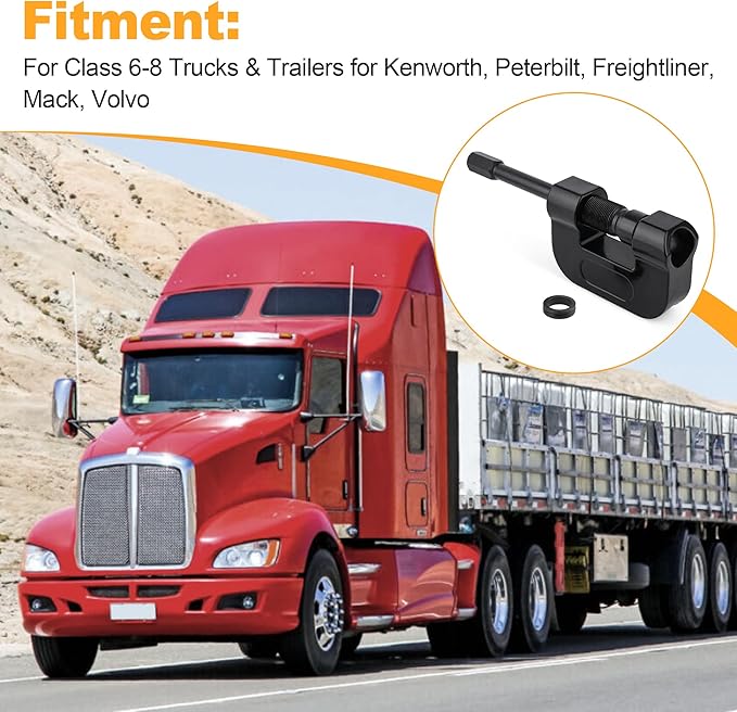 Brake Anchor Pin Press for Commercial Heavy Duty Semi Trucks, Works on Class 6 8 Transportation Equipment Kenworth, Peterbilt, Freightliner, Mack, Volvo - 16002