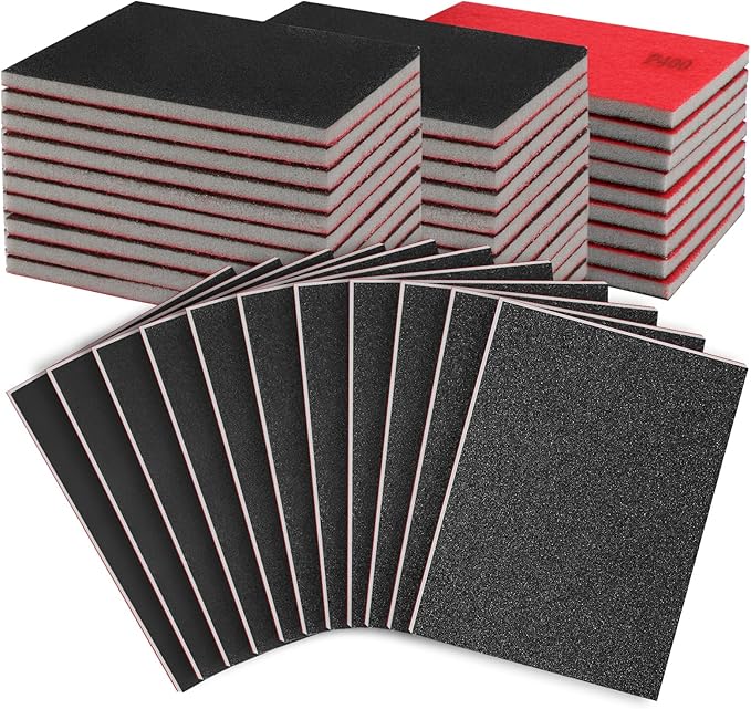 27 Pcs Sanding Sponge Pads 400 Grit, Wet Dry Washable Foam Sanding Block, Abrasive Sand Paper, Reusable Sanding Paper for Hand Sanders, Wood, Metal, Auto, Drywall, Furniture Polishing