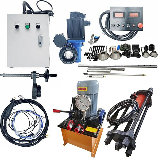 TECHTONGDA 110V 2 in1 Portable Line Boring and Welding Machine with 110V 70T Hydraulic Crawler Pin Pressing Machine, European Connector, Chain Press Machine, for Excavators, Loaders Chain Repairing