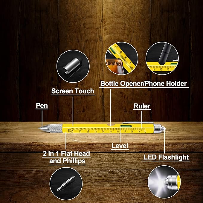 KEZKALS Stocking Stuffers for Men Adults, 9 in 1 Multitool Pen Gifts for Men, White Elephant Gifts for Adults, Mens Stocking Stuffers, Mens Gifts for Dad Him Husband, Dad Christmas Gifts, Cool Gadgets