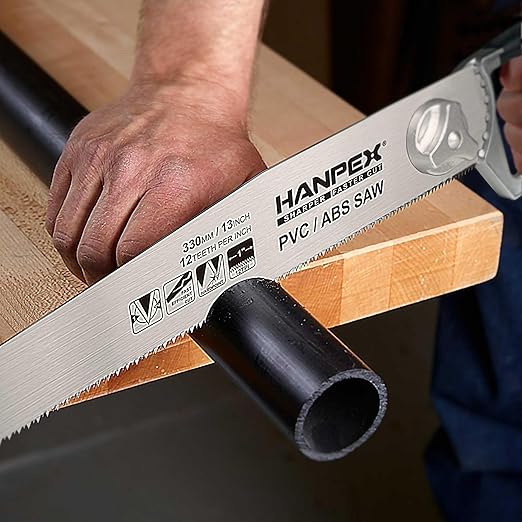 13-Inch Heavy Duty Pipe Saw - Adjustable Angle Hand Saw for PVC, ABS, Wood, Drywall & Plastic - Compact Design for Tight Spaces, Gardening, Trimming & General Purpose Cutting
