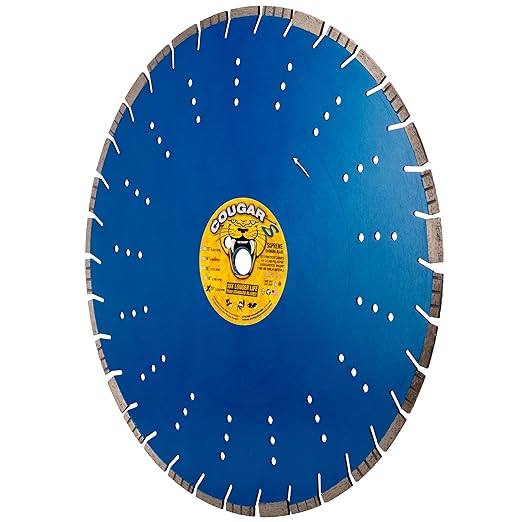 Cougar S 20 Inch Concrete Diamond Blade, Supreme Segmented Blade, Dry/Wet Fast Cutting High-PSI Concrete, Asphalt, Green Concrete, Stone, 1" Arbor
