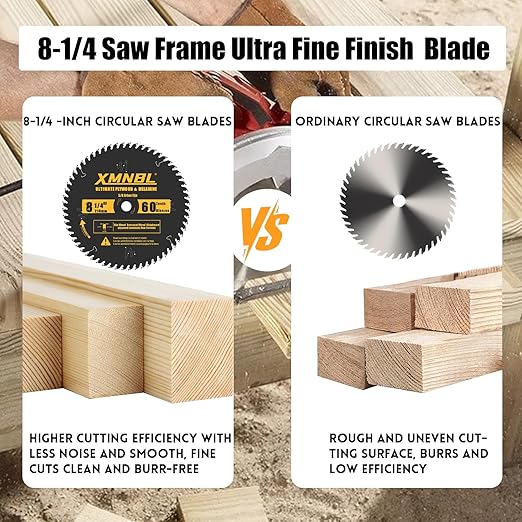 8-1/4 Inch Table Saw Blade 60 Teeth,8-1/4 Framing Blade for Cutting Hardwoods, Softwoods,Veneer Plywoods and Other Woods Fine Finishing Saw Blade,Quality Alloy Tip,60ATB,Shafts 5/8 Inch
