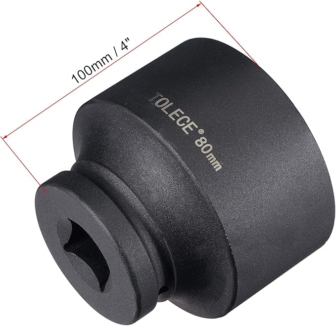 uxcell 1-Inch Drive 80mm 12-Point Impact Socket, CR-MO Steel 100mm Length, Standard Metric Sizes