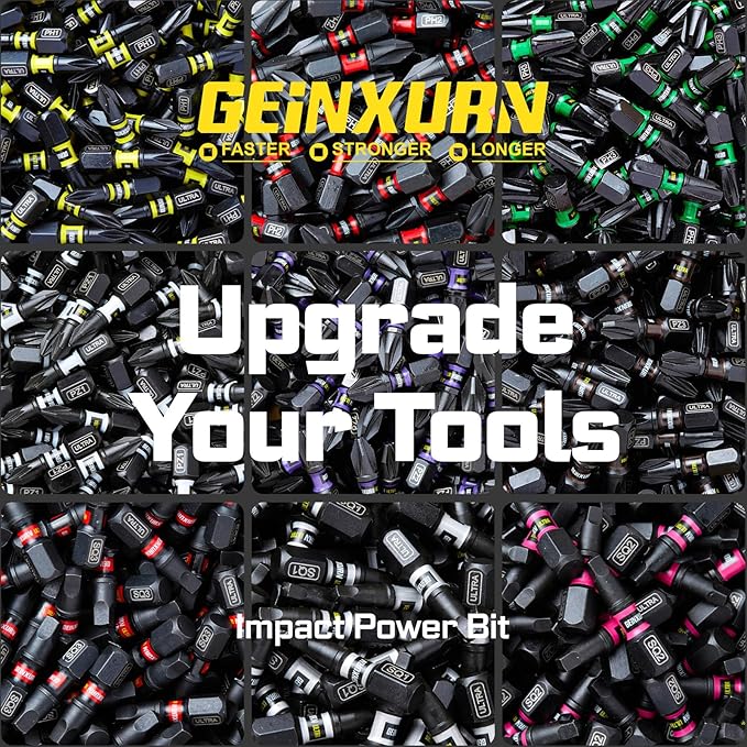 Impact Screwdriver Bits Set, 26Pcs 2??3??Phillipes/Torx/Square/Slotted Magnetic S2 Steel Driver Bits Set and 1pc Impact Bit Holder with Color Coded Base