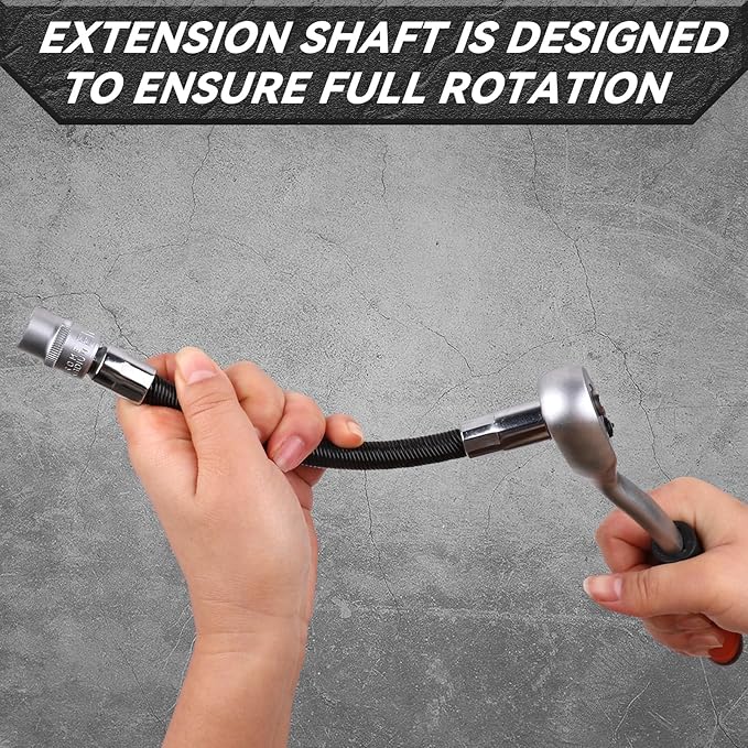3-Piece Flexible Socket Extension Bar Set 1/2" 1/4" 3/8" Shaft Drive 10" 8" 6"