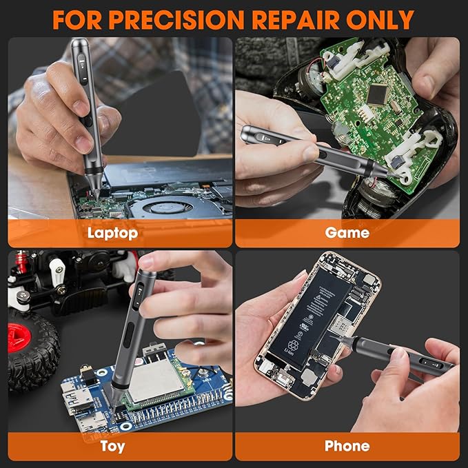 MAXME100짰 Powerful Cordless Electric Precision Screwdriver Set With LED Light - Small Mini Micro Screwdriver Set for DIY Projects and Repairs Gift - Rechargeable Portable