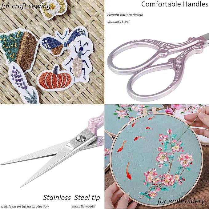 BIHRTC 3.6 Inch Little Stainless Steel Sharp Scissors Sewing Craft DIY Tools Shears for Embroidery Needlework Office Craft Houshold Needlepoint Scissors