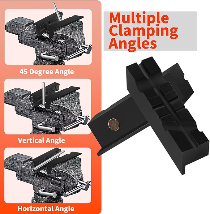 NOEAIKE 4.5 Inch Bench Vise Block-2 Pairs,Strong Magnetic Soft Protective Covers,1 Multi-Groove Jaw Pads,1 Standard Waffle Surface Jaw Pads