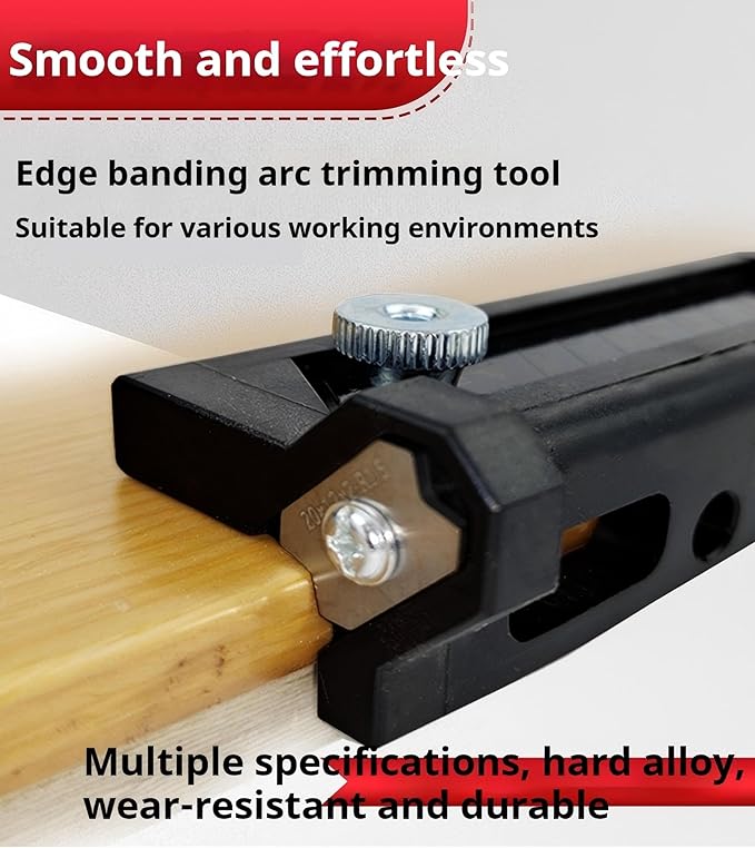 Adjustable chamfering edge trimmer with trimmer, integrated utility blade and carbide tip, main body made of aluminum alloy, suitable for wood, hand planing