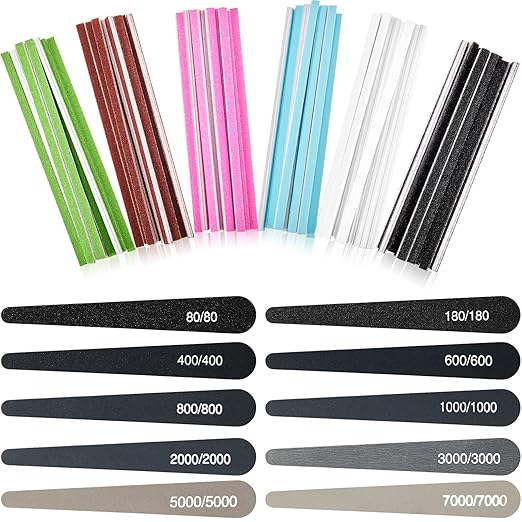 Honoson 70 Pcs Sanding Sticks Polishing Sticks Fine Sanding Twig Coded Abrasive Sand Twig for Plastic Model Assorted Metal and Wood Sand Tool Accessory for Craft(Low Grits Rating,Water Drop)