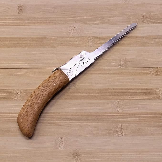 Japanese Keyhole Saw 4" Coarse Teeth - Professional Pull Saw for Curved Cuts and Tight Spaces - Red Oak Handle with Oil Finish - Tool-Free Blade Replacement - Made in Japan