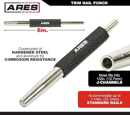 ARES 10115 ??6-Inch Trim Nail Punch ??Black Nail Punch Drives Trim Nails While Protecting Finish and Hands ??for Use with Trim Nails Up to 1-1/4-Inch (31.2mm)