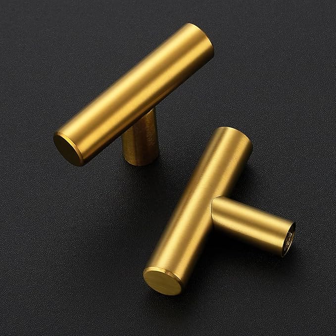 JOY DECOR 60 Pack 2 Inch Cabinet Pulls Kitchen Cabinet Handles with Single Hole Brushed Brass Cabinet Hardware Stainless Steel Kitchen Drawer Pulls for Cabinets Cupboard,Wardrobe