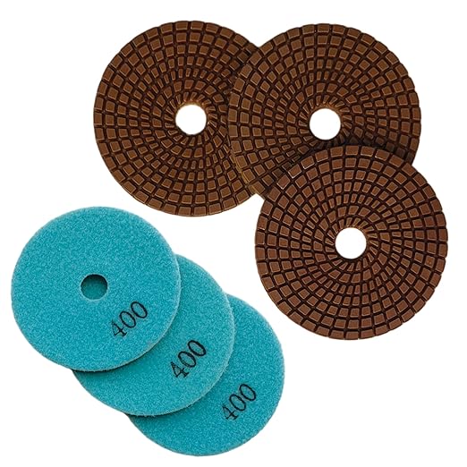 5" Wet Diamond Polishing Pads - 3 Packs of 400 Grit - Dark Resin for Granite, Quartz, Engineered Stone, Concrete Countertop