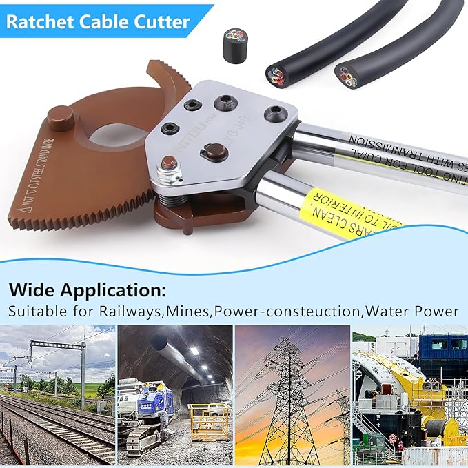 Yangoutool Heavy-Duty Ratcheting Cable Cutters for Large Copper, Aluminum, and Armored Cables - J40 Wire Cutter up to 300 mm짼, Electrical Wire Cutting Tool