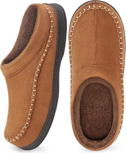 ATHMILE Mens House Shoes Fuzzy Warm Moccasin Memory Foam House Slippers for Men Cozy Winter Mens Slippers for Home Bedroom Indoor Outdoor
