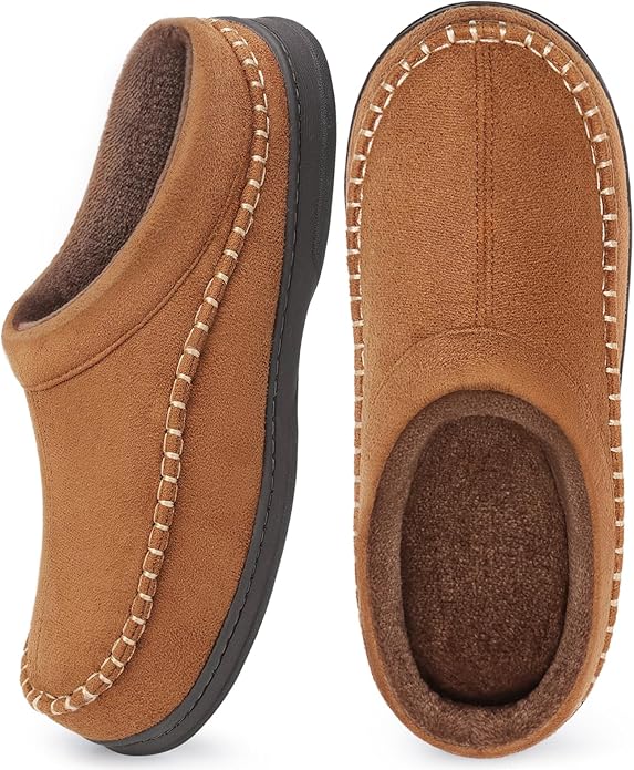 ATHMILE Mens House Shoes Fuzzy Warm Moccasin Memory Foam House Slippers for Men Cozy Winter Mens Slippers for Home Bedroom Indoor Outdoor