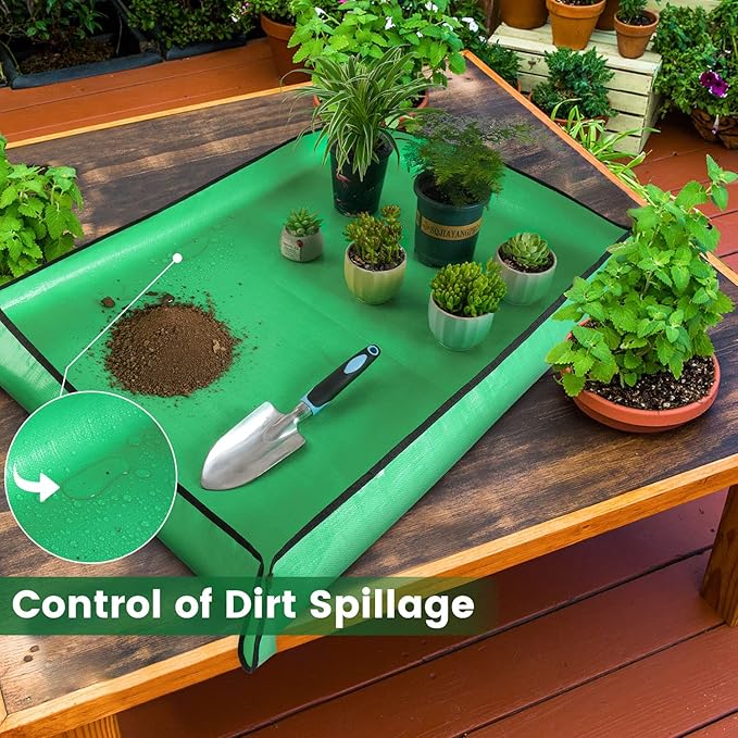 Extra Large Waterproof Potting Mat for Indoor Plants Transplanting and Dirt Control, Square Repotting Mat Portable Succulent Potting Tray Gardening Gift for Plant Lovers (39.5"x39.5")